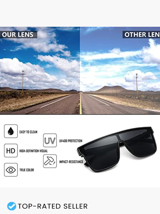 Oversized Square Flat Top Mirrored Sunglasses UV400 Shield One Piece Lens main image 2